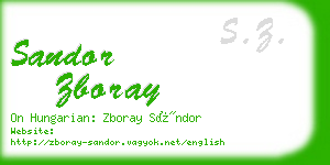 sandor zboray business card